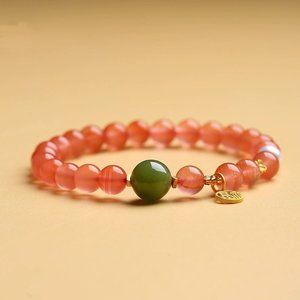7mm Agate 8mm Jade + Natural Preal 15cm long Bracelet